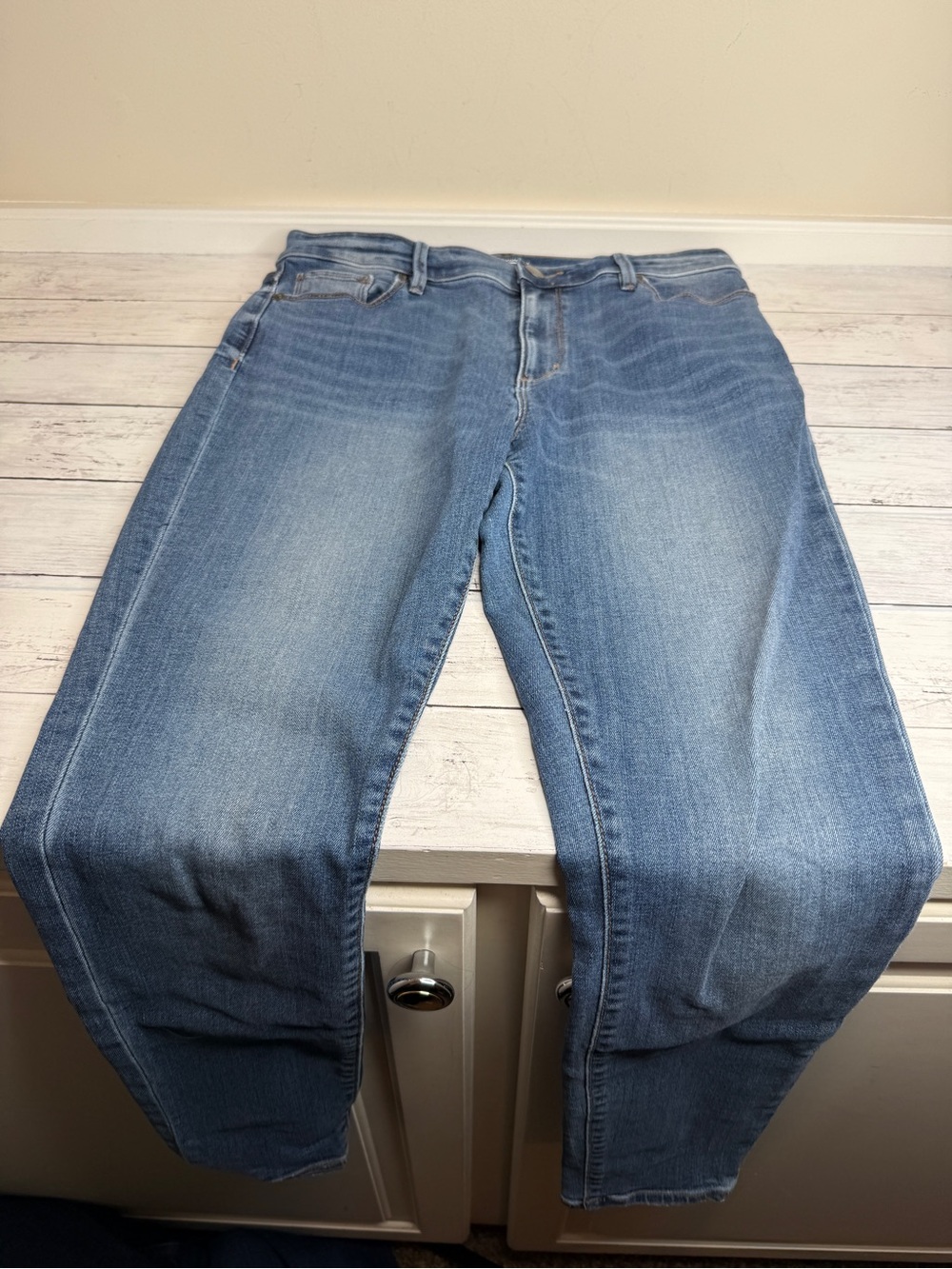 Blue high rise skinny ankle crop jeans - Picture 2 of 4